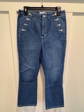 LOFT Women’s The‎ Curvy Kick Crop Sailor Nautical Style Jeans Size 6/28